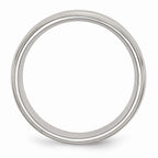 Chisel Stainless Steel Sterling Silver Inlay Ridged Edge Brushed And Polished Wedding Band