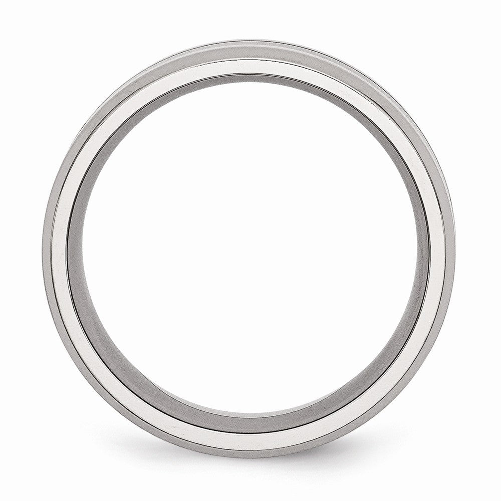 Chisel Stainless Steel Black Enamel 8mm Polished Beveled Edge Wedding Band