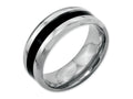 Chisel Stainless Steel Black Enamel 8mm Polished Beveled Edge Wedding Band