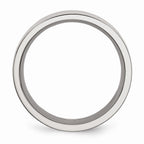 Chisel Stainless Steel Black Carbon Fiber Flat 8mm Polished Wedding Band
