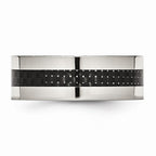 Chisel Stainless Steel Black Carbon Fiber Flat 8mm Polished Wedding Band