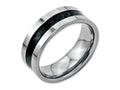 Chisel Stainless Steel Black Carbon Fiber Flat 8mm Polished Wedding Band