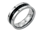 Chisel Stainless Steel Black Carbon Fiber Flat 8mm Polished Wedding Band
