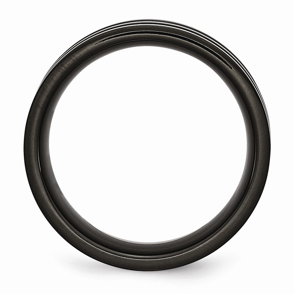 Chisel Stainless Steel 8mm Black Ip-plated Grey Carbon Fiber Polished Wedding Band