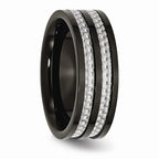 Chisel Stainless Steel 8mm Black Ip-plated Grey Carbon Fiber Polished Wedding Band