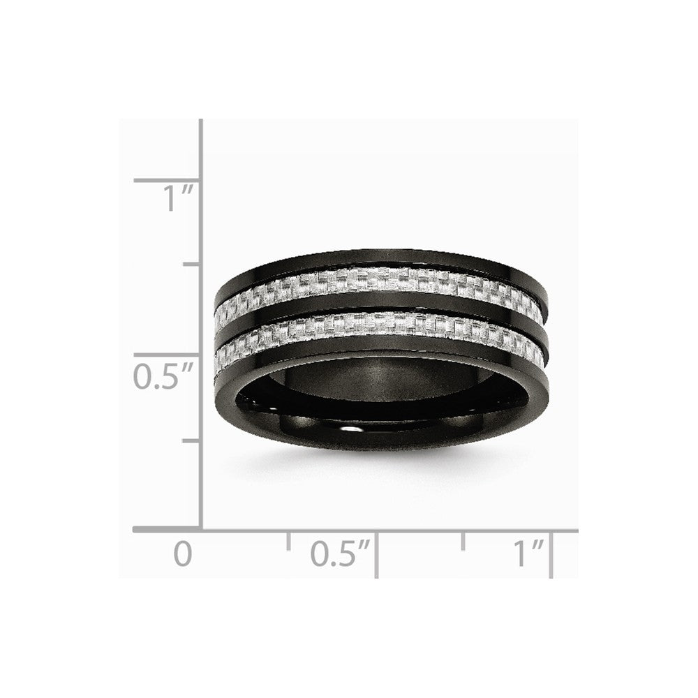 Chisel Stainless Steel 8mm Black Ip-plated Grey Carbon Fiber Polished Wedding Band