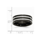 Chisel Stainless Steel 8mm Black Ip-plated Grey Carbon Fiber Polished Wedding Band