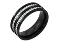 Chisel Stainless Steel 8mm Black Ip-plated Grey Carbon Fiber Polished Wedding Band