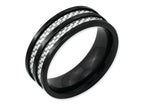 Chisel Stainless Steel 8mm Black Ip-plated Grey Carbon Fiber Polished Wedding Band