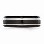 Chisel Stainless Steel Black Ip-plated Grooved And Polished 7mm Wedding Band