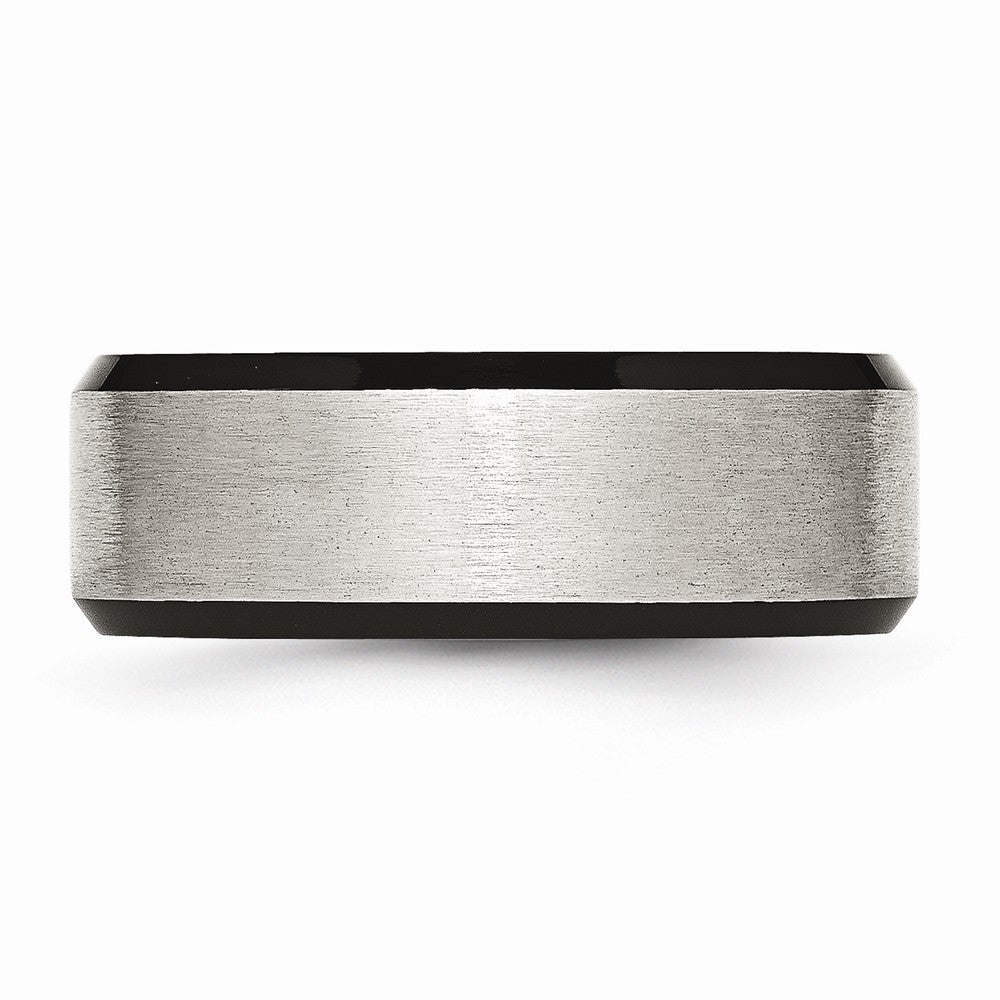 Chisel Stainless Steel Beveled Edge Black Ip-plated 8mm Brushed Wedding Band