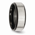 Chisel Stainless Steel Beveled Edge Black Ip-plated 8mm Brushed Wedding Band