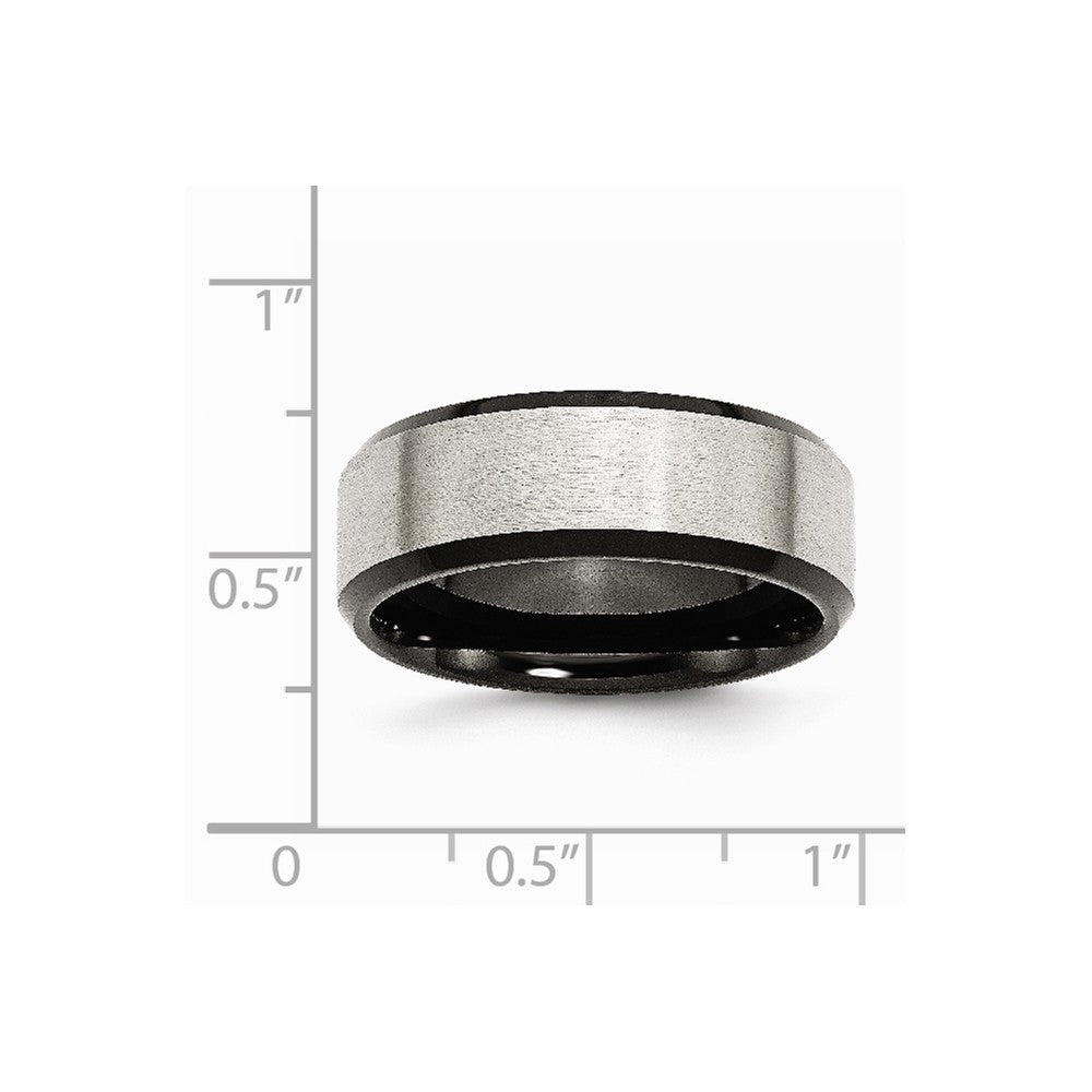 Chisel Stainless Steel Beveled Edge Black Ip-plated 8mm Brushed Wedding Band