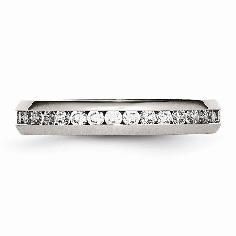 Chisel Stainless Steel 4mm April Clear CZ Ring