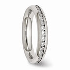 Chisel Stainless Steel 4mm April Clear CZ Ring