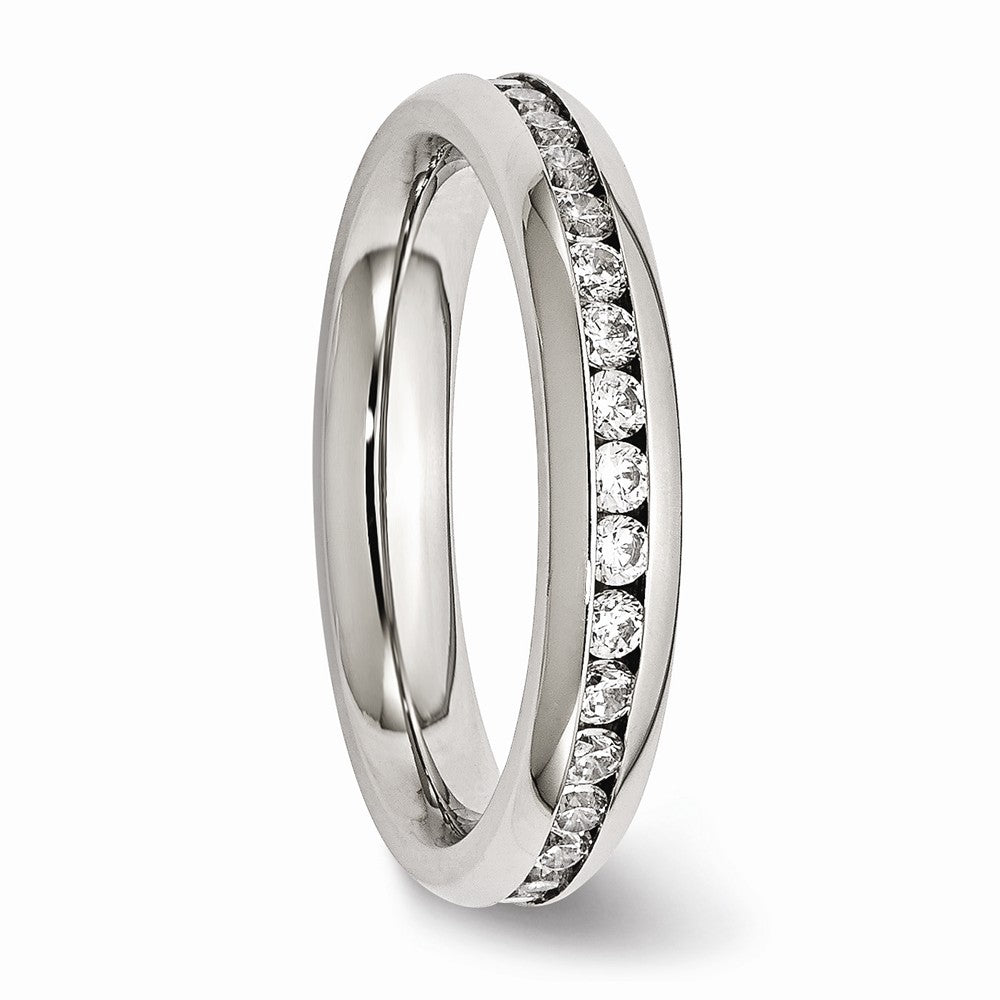 Chisel Stainless Steel 4mm April Clear CZ Ring