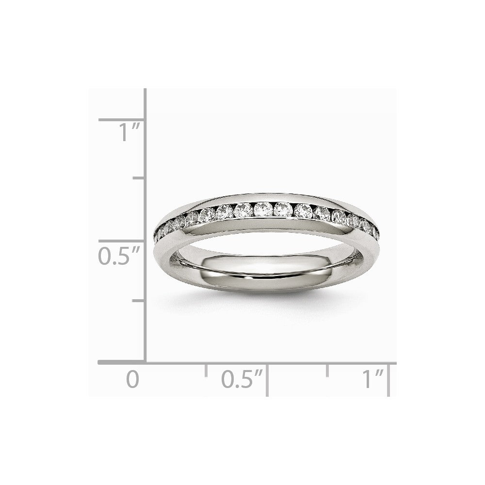 Chisel Stainless Steel 4mm April Clear CZ Ring