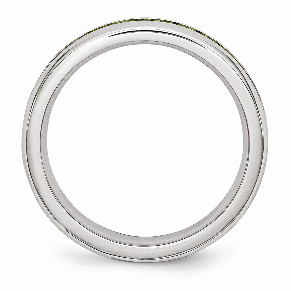 Chisel Stainless Steel 4mm August Light Green CZ Ring