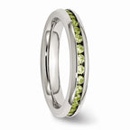 Chisel Stainless Steel 4mm August Light Green CZ Ring
