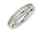 Chisel Stainless Steel 4mm August Light Green CZ Ring