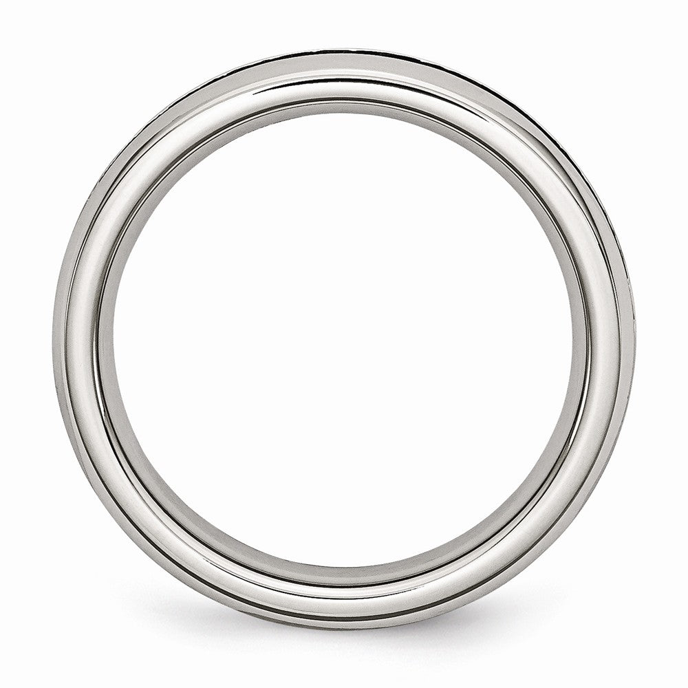 Chisel Stainless Steel 4mm Black CZ Ring