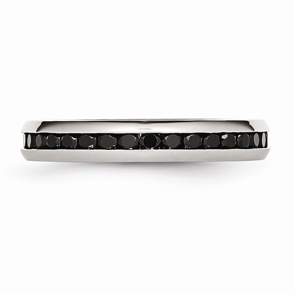 Chisel Stainless Steel 4mm Black CZ Ring