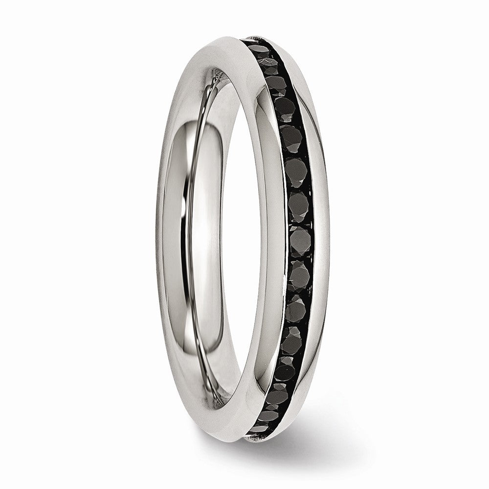 Chisel Stainless Steel 4mm Black CZ Ring