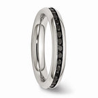 Chisel Stainless Steel 4mm Black CZ Ring