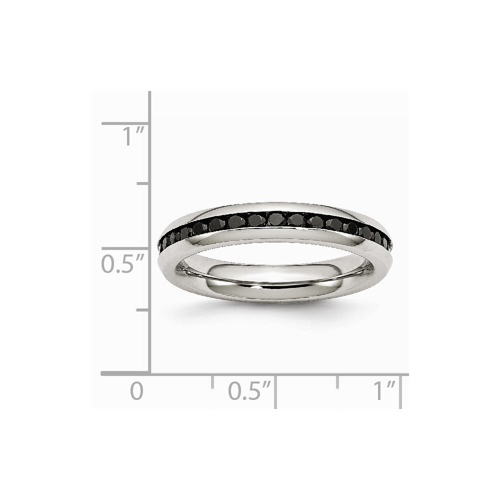 Chisel Stainless Steel 4mm Black CZ Ring