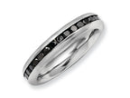 Chisel Stainless Steel 4mm Black CZ Ring