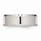 Chisel Stainless Steel Beveled Edge 8mm Polished Wedding Band