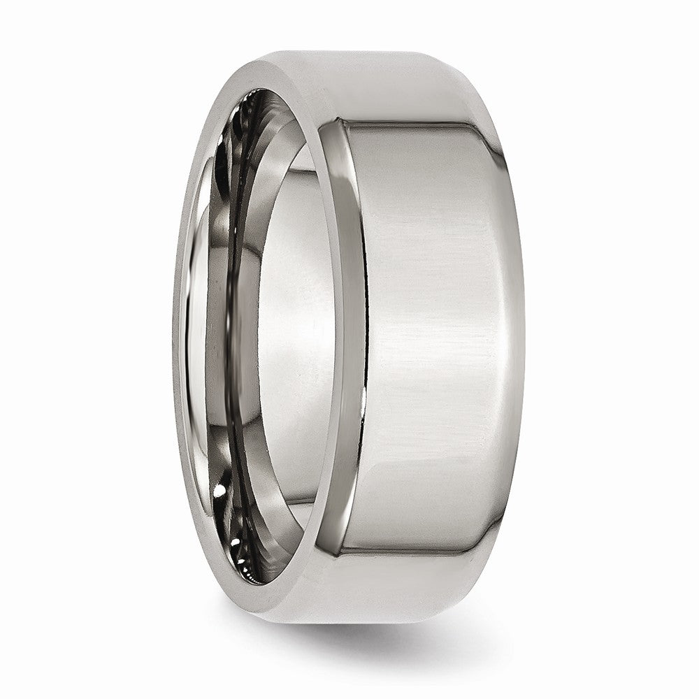 Chisel Stainless Steel Beveled Edge 8mm Polished Wedding Band