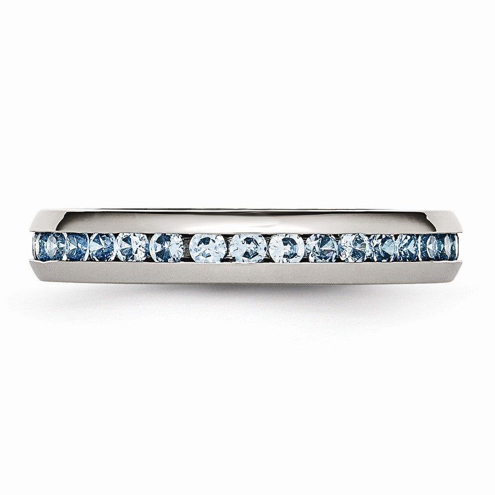 Chisel Stainless Steel 4mm December Teal CZ Ring