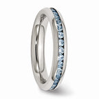 Chisel Stainless Steel 4mm December Teal CZ Ring