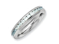 Chisel Stainless Steel 4mm December Teal CZ Ring