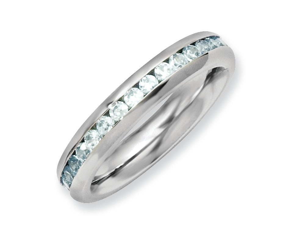 Chisel Stainless Steel 4mm December Teal CZ Ring