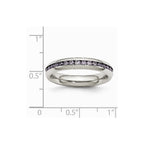 Chisel Stainless Steel 4mm February Purple CZ Ring