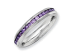 Chisel Stainless Steel 4mm February Purple CZ Ring