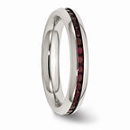 Chisel Stainless Steel 4mm January Dark Red CZ Ring