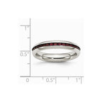 Chisel Stainless Steel 4mm January Dark Red CZ Ring