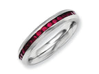Chisel Stainless Steel 4mm January Dark Red CZ Ring