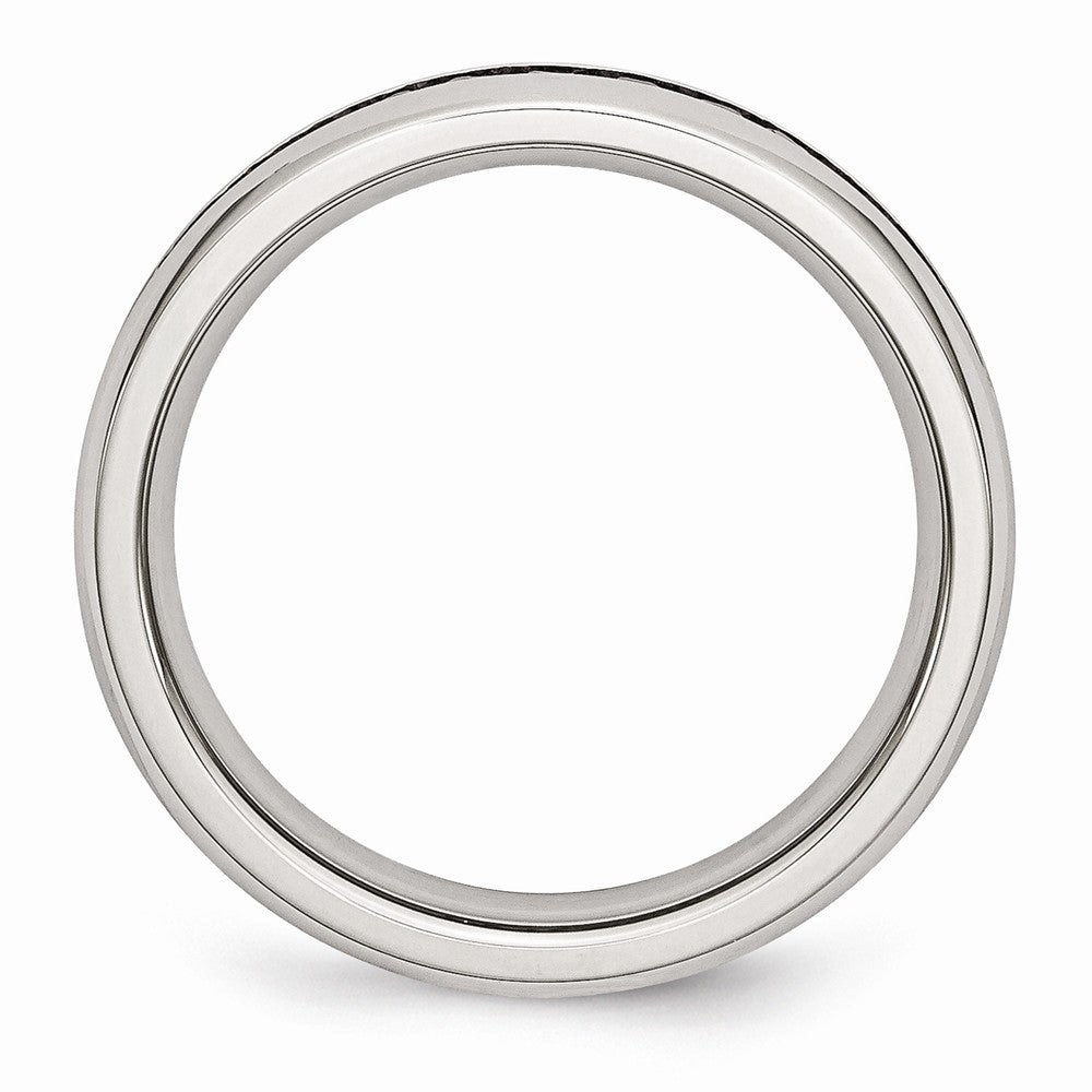 Chisel Stainless Steel 4mm July Dark Pink CZ Ring