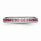 Chisel Stainless Steel 4mm July Dark Pink CZ Ring