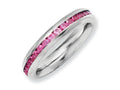 Chisel Stainless Steel 4mm July Dark Pink CZ Ring