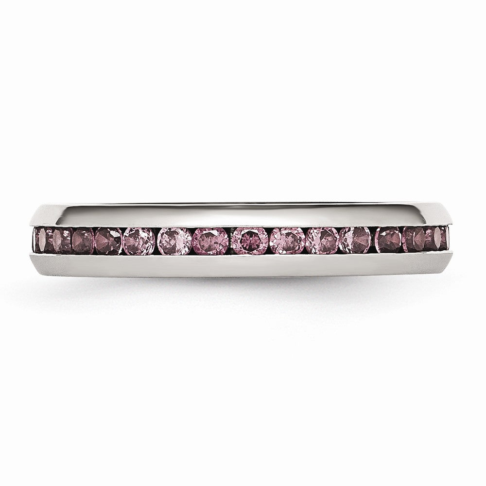 Chisel Stainless Steel 4mm June Pink CZ Ring