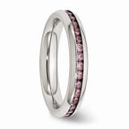 Chisel Stainless Steel 4mm June Pink CZ Ring