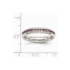 Chisel Stainless Steel 4mm June Pink CZ Ring