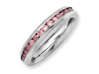 Chisel Stainless Steel 4mm June Pink CZ Ring