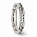 Chisel Stainless Steel 4mm March Light Blue CZ Ring