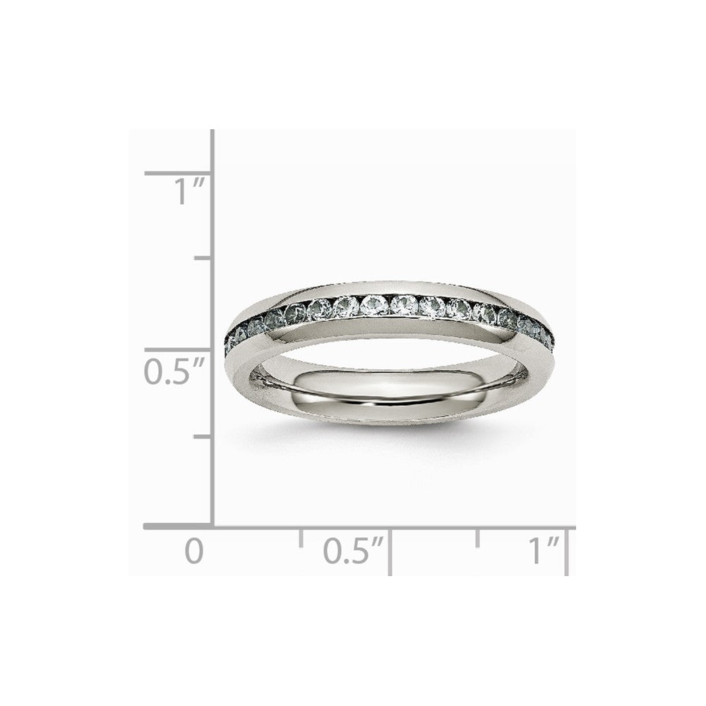 Chisel Stainless Steel 4mm March Light Blue CZ Ring